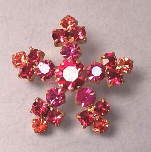 Vintage Fuchsia Rhinestone Brooch Orange Red Stone Flower